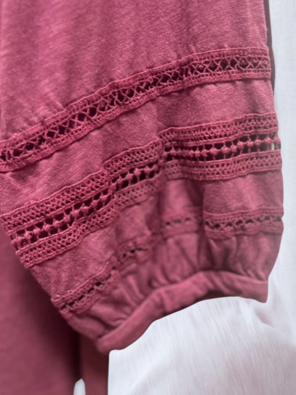 Anthropologie Burgundy Pintuck Boho Peasant Blouse L - Picture 3 of 6
